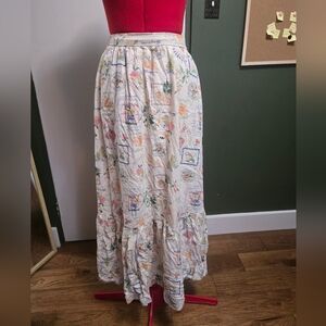 Mediteranean Print Maxi Skirt